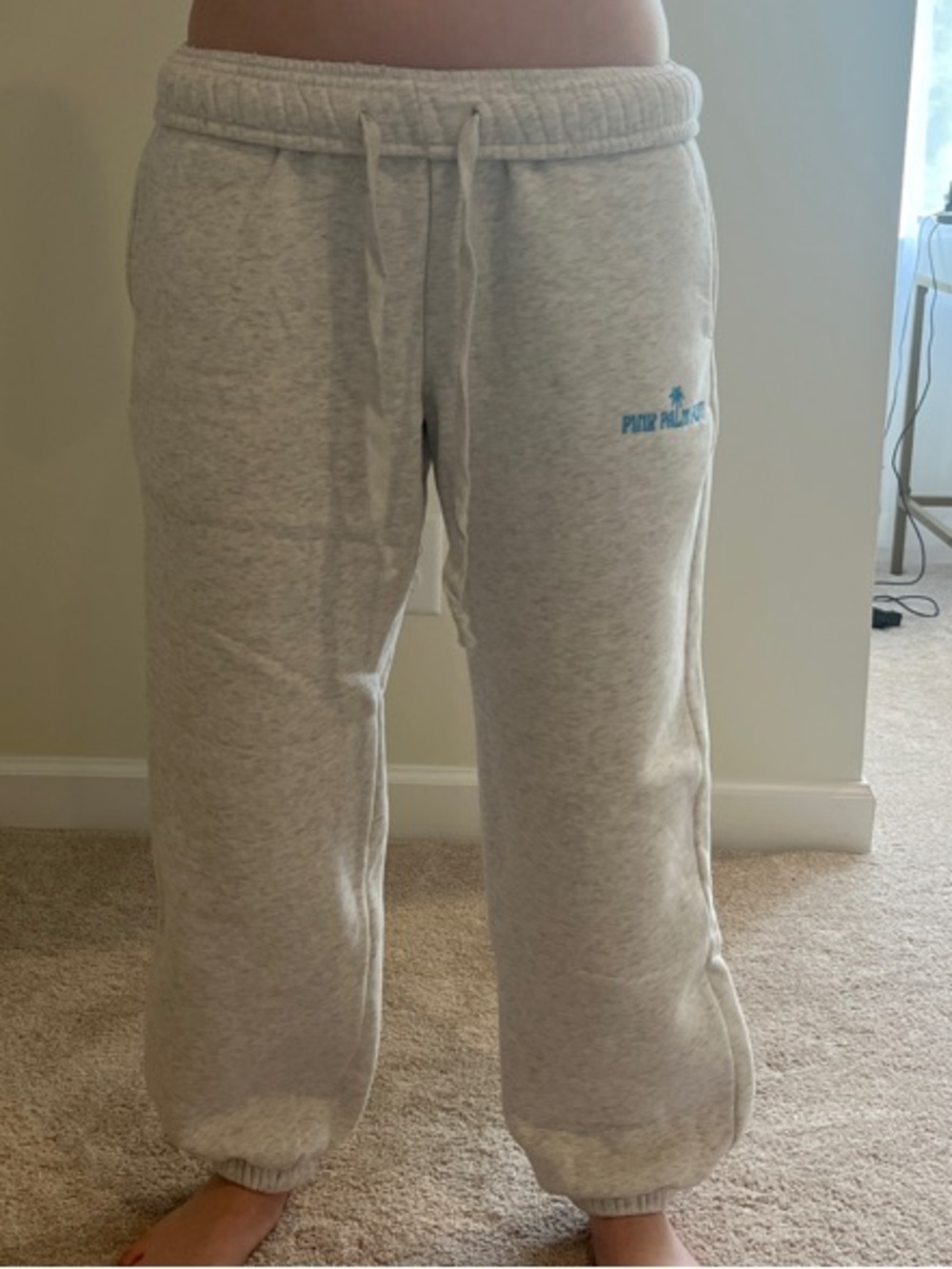 Pink palm puff sweatpants